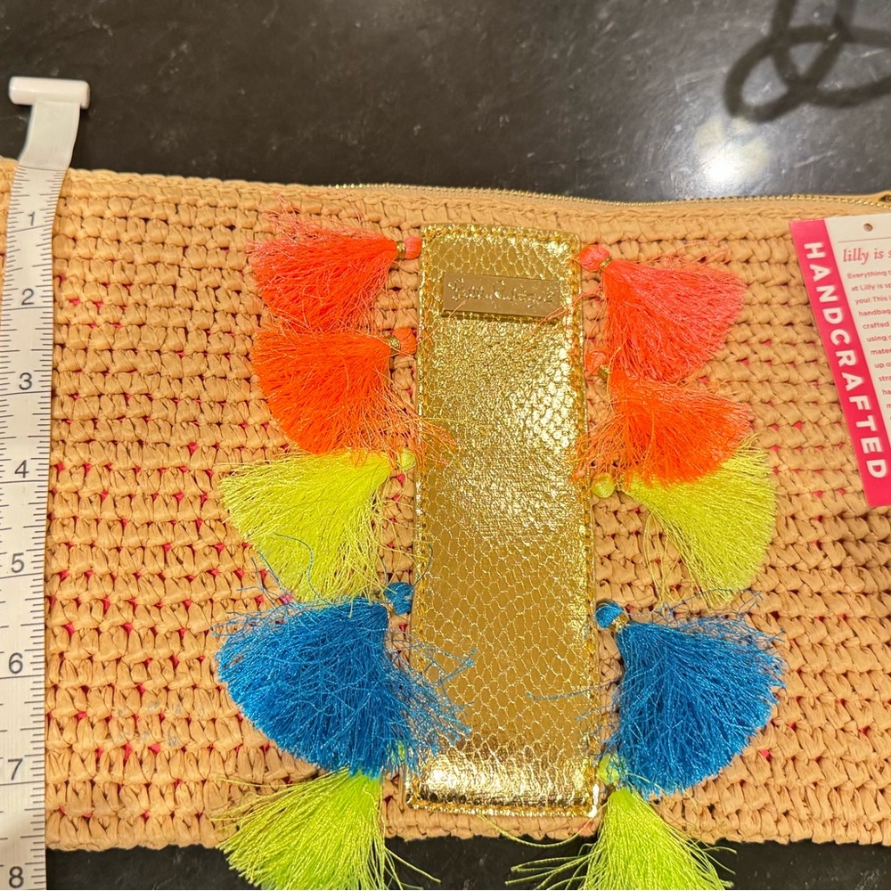 Lilly Pulitzer Tassel Clutch with Gold Accent